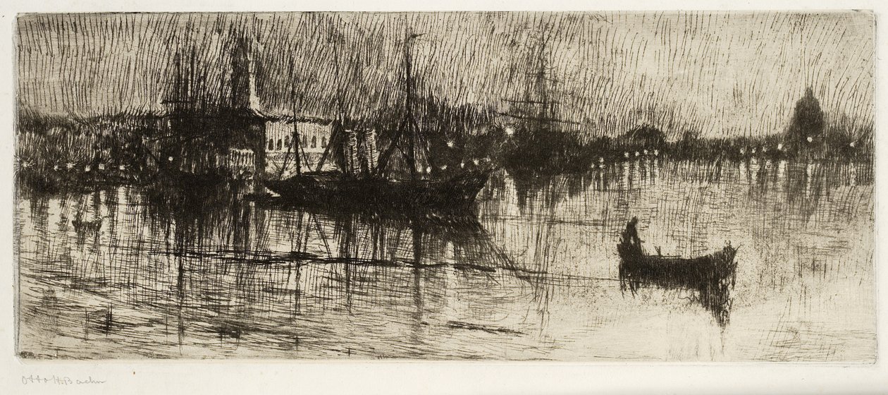Esős éjszaka, 1880-82 körül (rézkarc és szárazhús) alkotó: Otto Henry Bacher