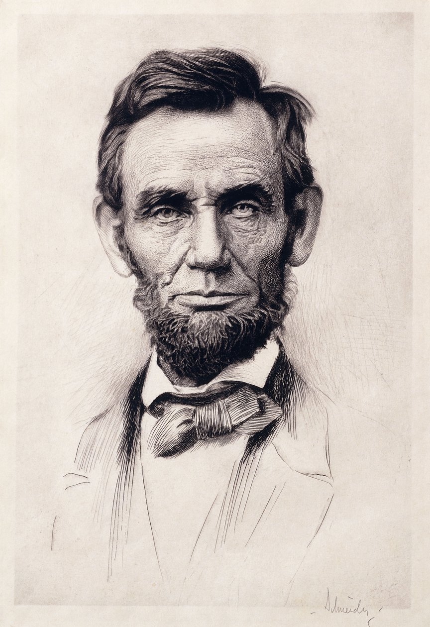 Lincoln portréja (metszet) alkotó: Otto Henry Schneider