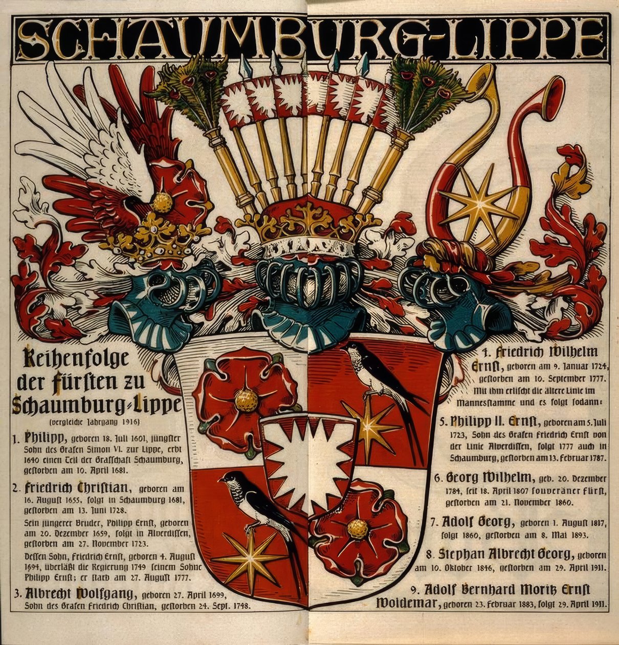 Schaumburg-Lippe. Schaumburg-Lippe hercegeinek sora alkotó: Otto Hupp
