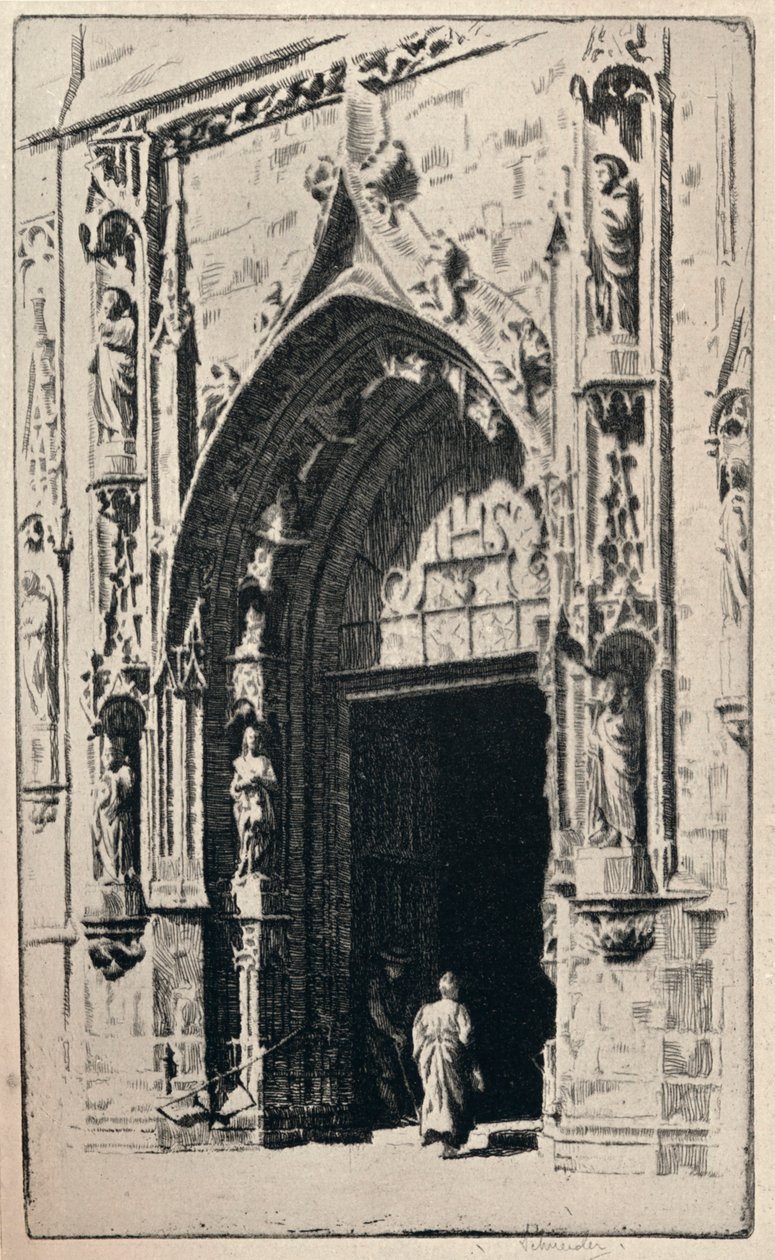 "A Szent Miklós-des-Champs-templom bejárata", 1915 alkotó: Otto J Schneider