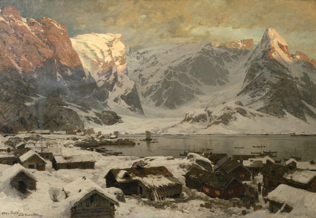 Kilátás a lofoti Reine-ből, 1886 körül (olaj, vászon) alkotó: Otto Ludvig Sinding