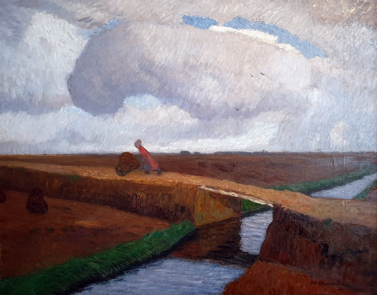 Őszi táj az Északi-tenger partján csatornával alkotó: Otto Modersohn