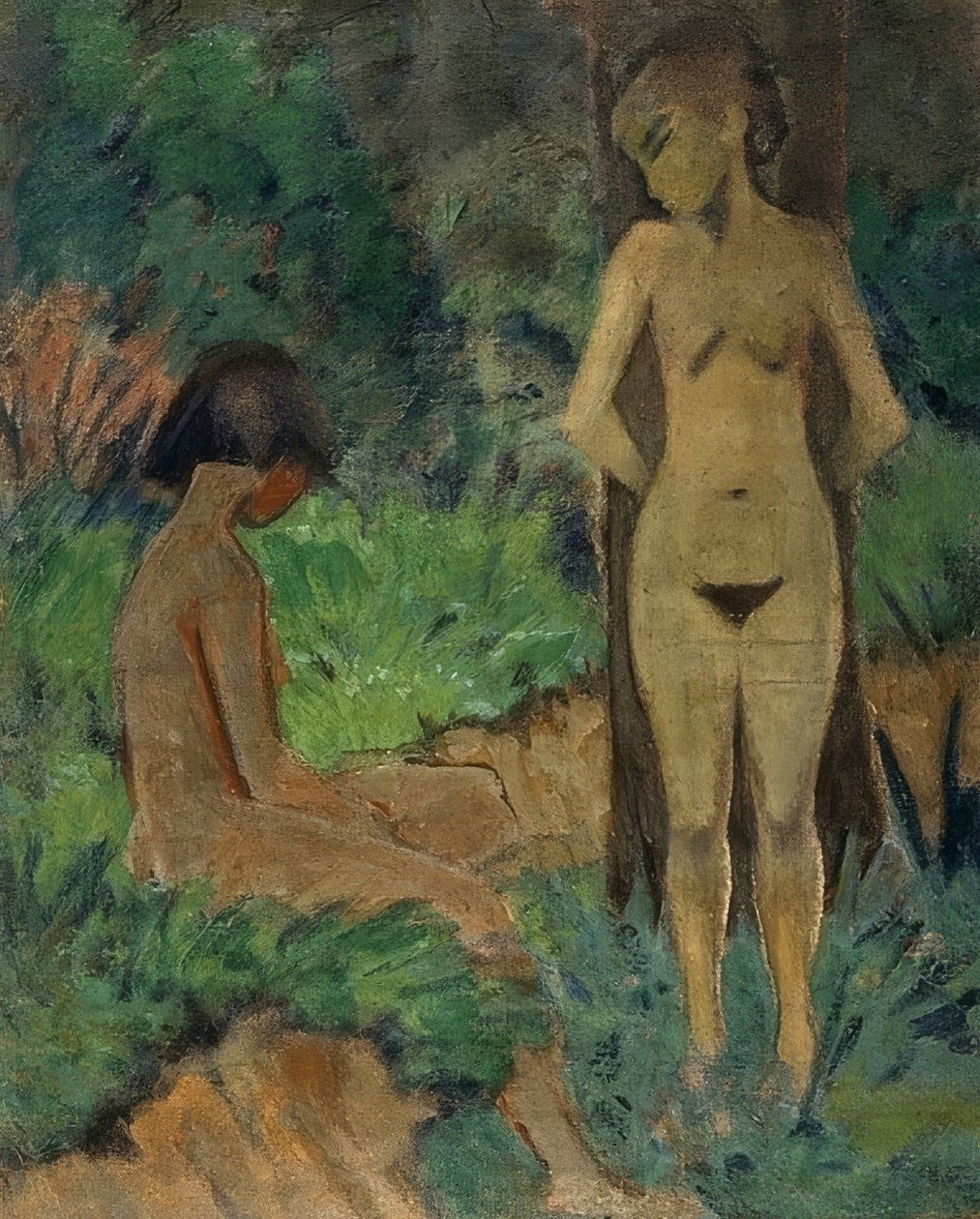 Fürdőzők a fák alatt. 1912 körül alkotó: Otto Mueller