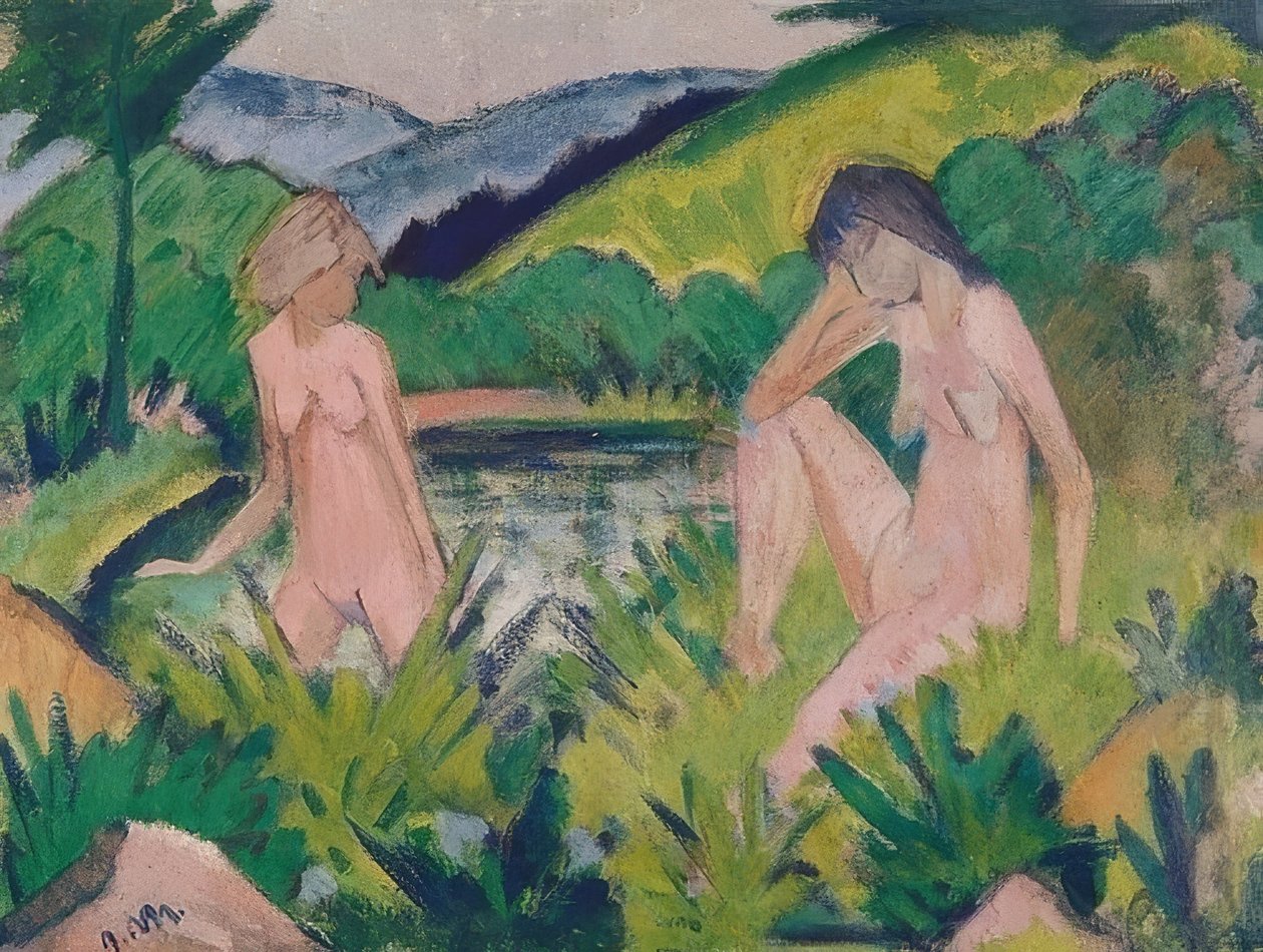 Lányok a víz mellett (Két lány a víz mellett). 1926 alkotó: Otto Mueller