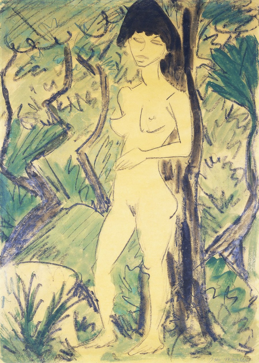 Akt az erdőben; Akt im Wald, 1922-1923 körül alkotó: Otto Mueller