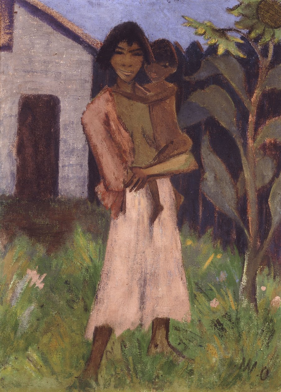 Álló cigány gyerekekkel; Álló cigányasszony gyerekkel, 1927 alkotó: Otto Mueller
