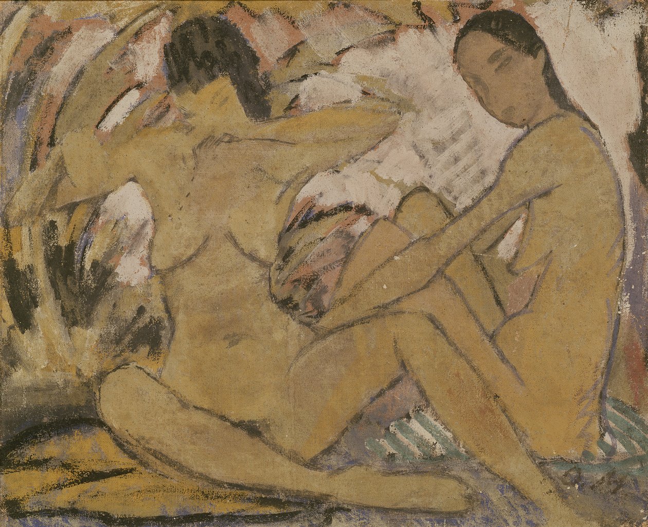 Két nő ül, 1914 körül (lásd a 274026-os verziót) alkotó: Otto Mueller