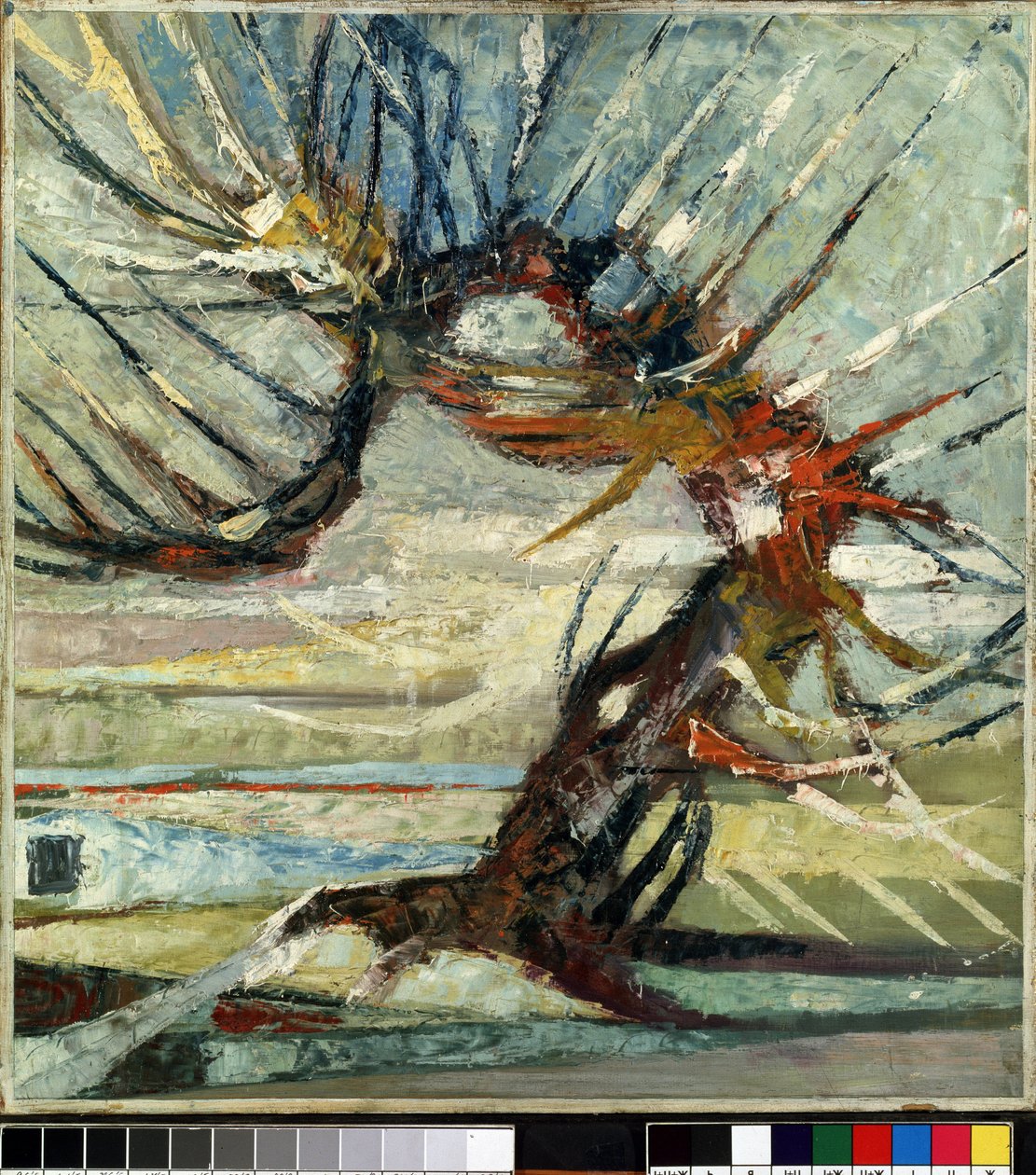 "Egy fa" (Egy fa) Otto Mueller (1874-1930) festménye (expresszionizmus) Olaj, vászon. Mikalojus Konstantinas Ciurlionis Szépművészeti Múzeum, Kaunas, Litvánia alkotó: Otto Mueller