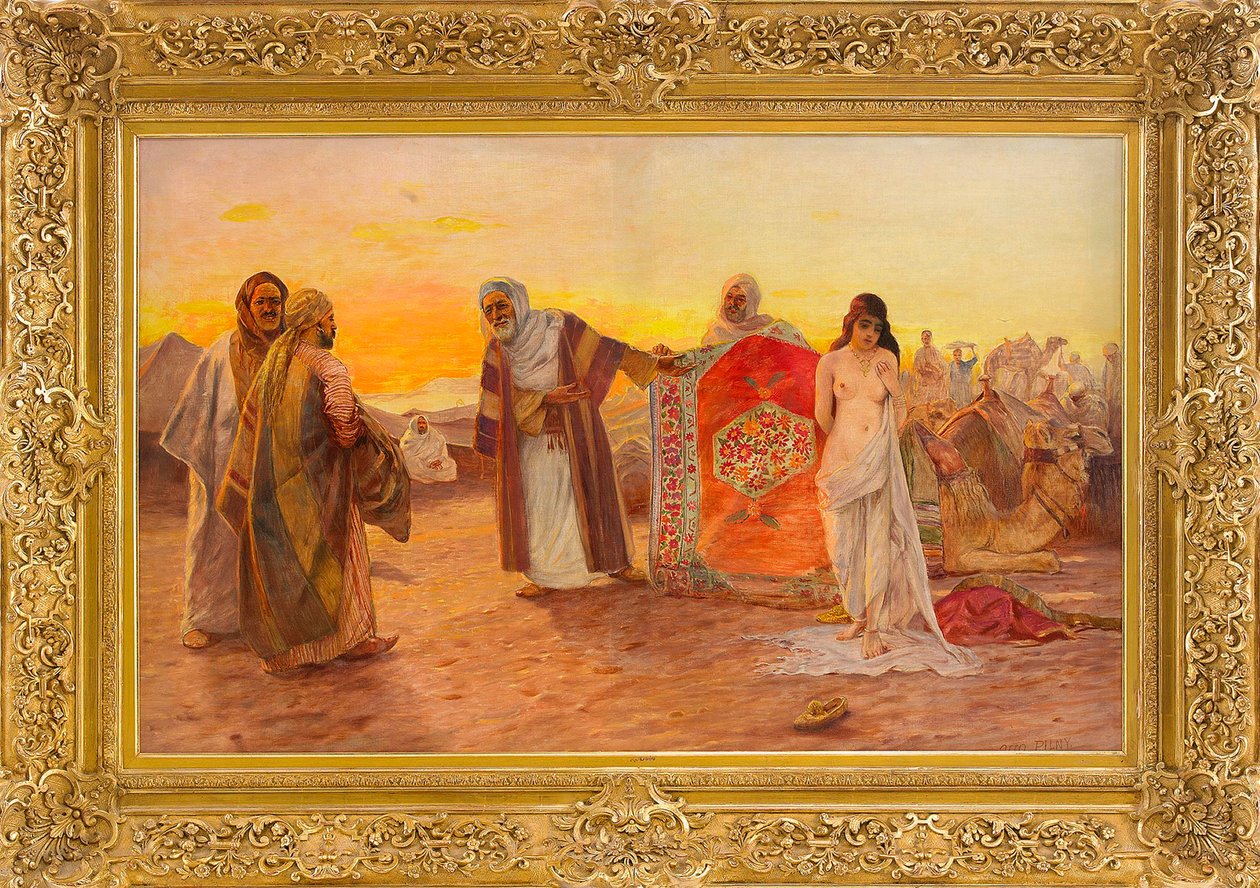 Le marche aux esclaves - A rabszolgapiac - Pilny Ottó festménye (1866-1936), Olaj, vászon (82x120 cm) - Magángyűjtemény alkotó: Otto Pilny