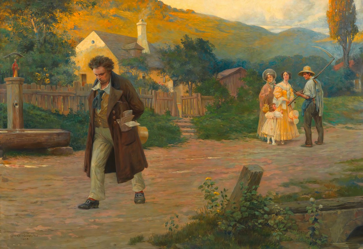 A magányos Beethoven mester egy sétán Bécs mellett, 1908. alkotó: Otto Robert Nowak