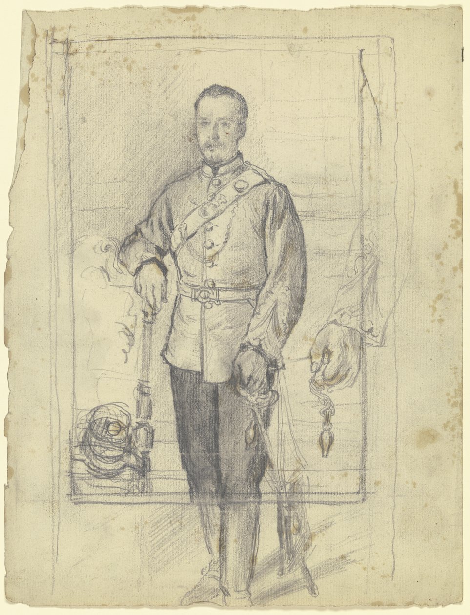 Egyenruhás férfi portréja alkotó: Otto Scholderer