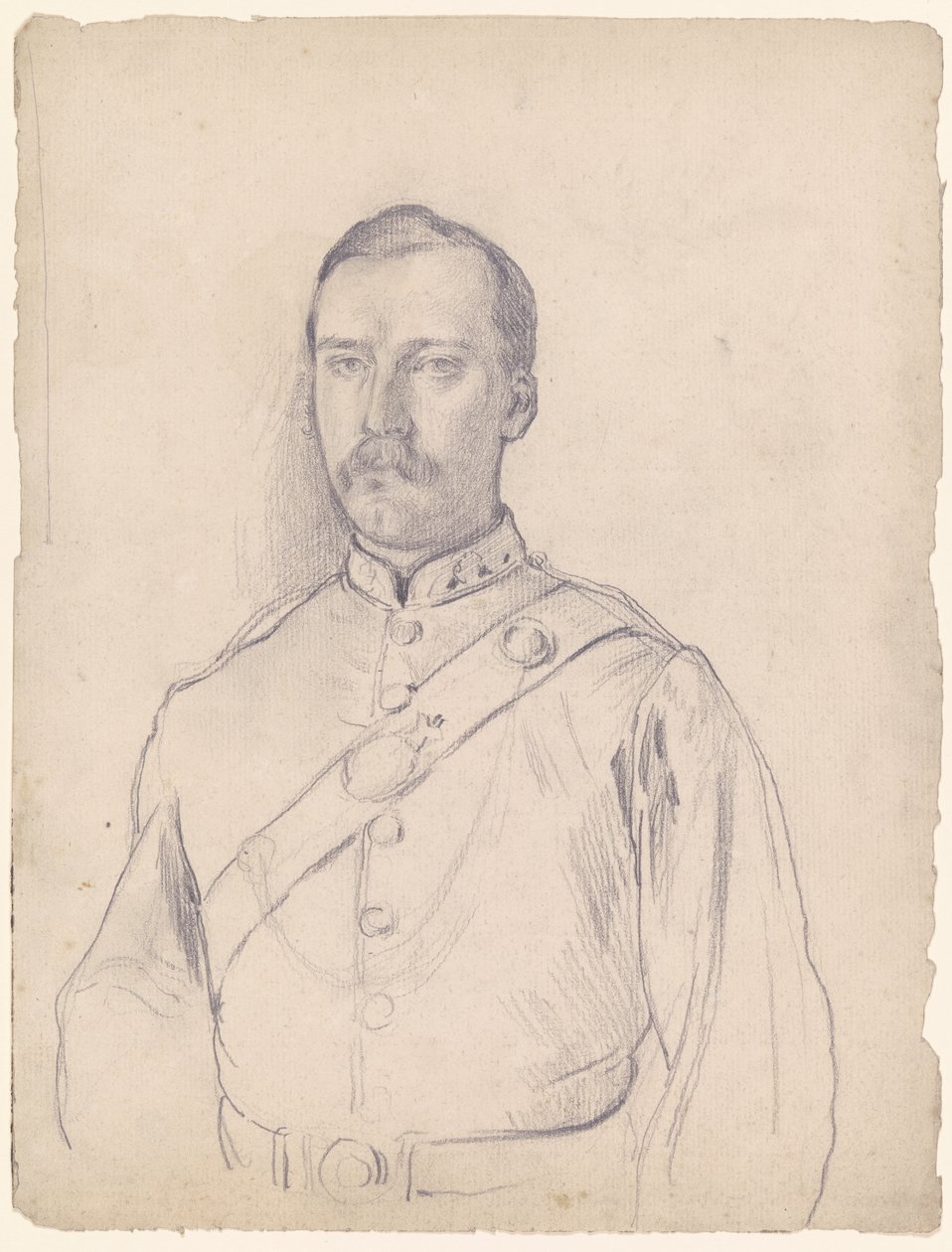 Egyenruhás férfi portréja, félalak alkotó: Otto Scholderer