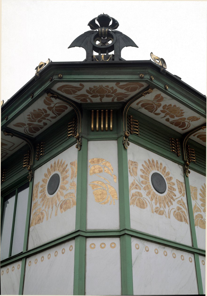 Szecesszió: Otto Wagner (1841-1918) építész által készített, Karlsplatz metróállomás (ma kávézó) pavilonjának képe (Bécsi szecesszió) 1894-1899 Bécs, Ausztria alkotó: Otto Wagner