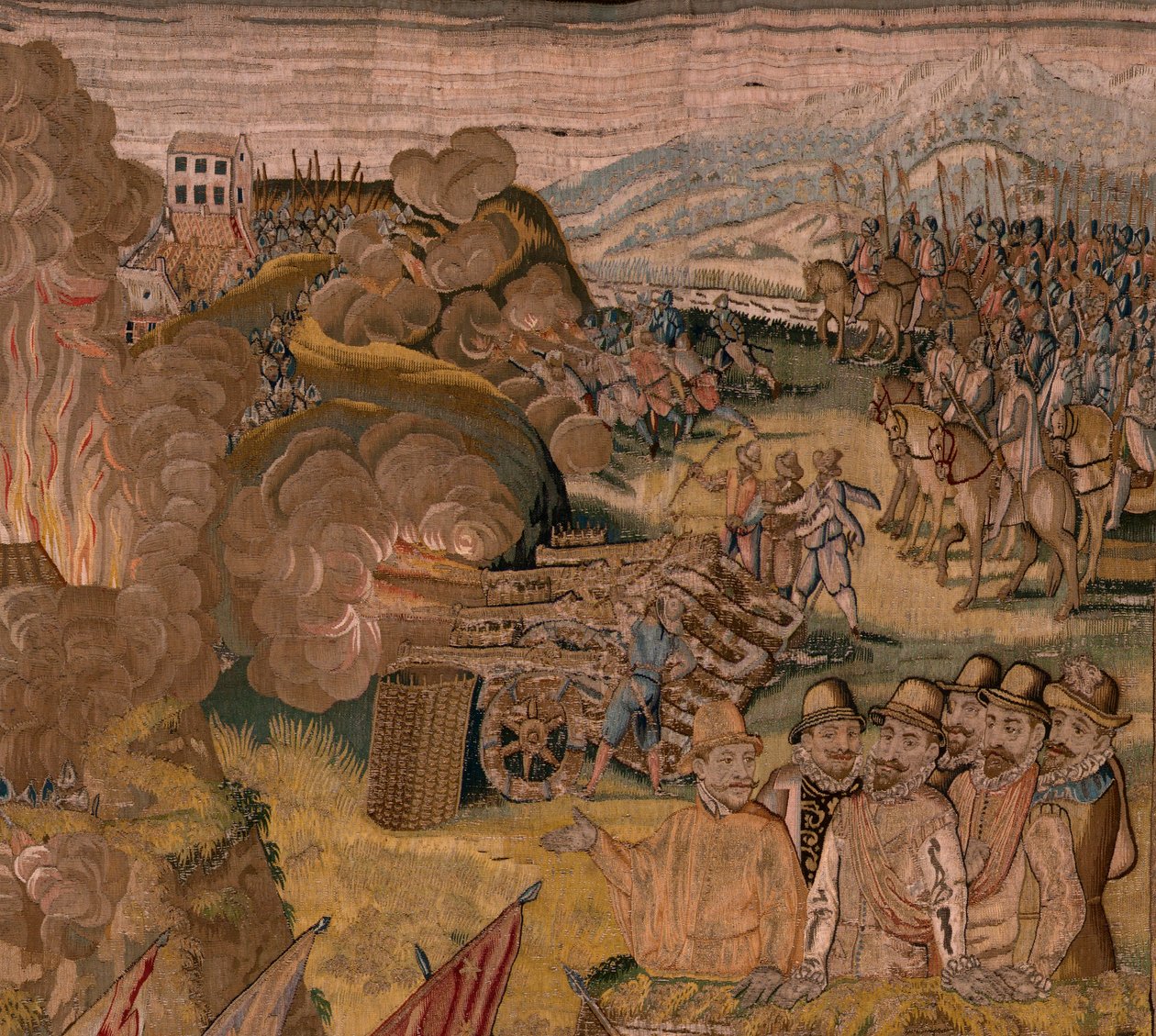Flamand kárpit. Albert főherceg diadalai és csatái sorozat. Éjszakai támadás Ardres ellen vagy Ardres alacsony városának elfoglalása (Asalto nocturno de Ardrés o Toma de la baja villa de Ardrés). Harmadik kárpit a sorozatban. Otto van Veen modell és Hans I alkotó: Otto van Veen