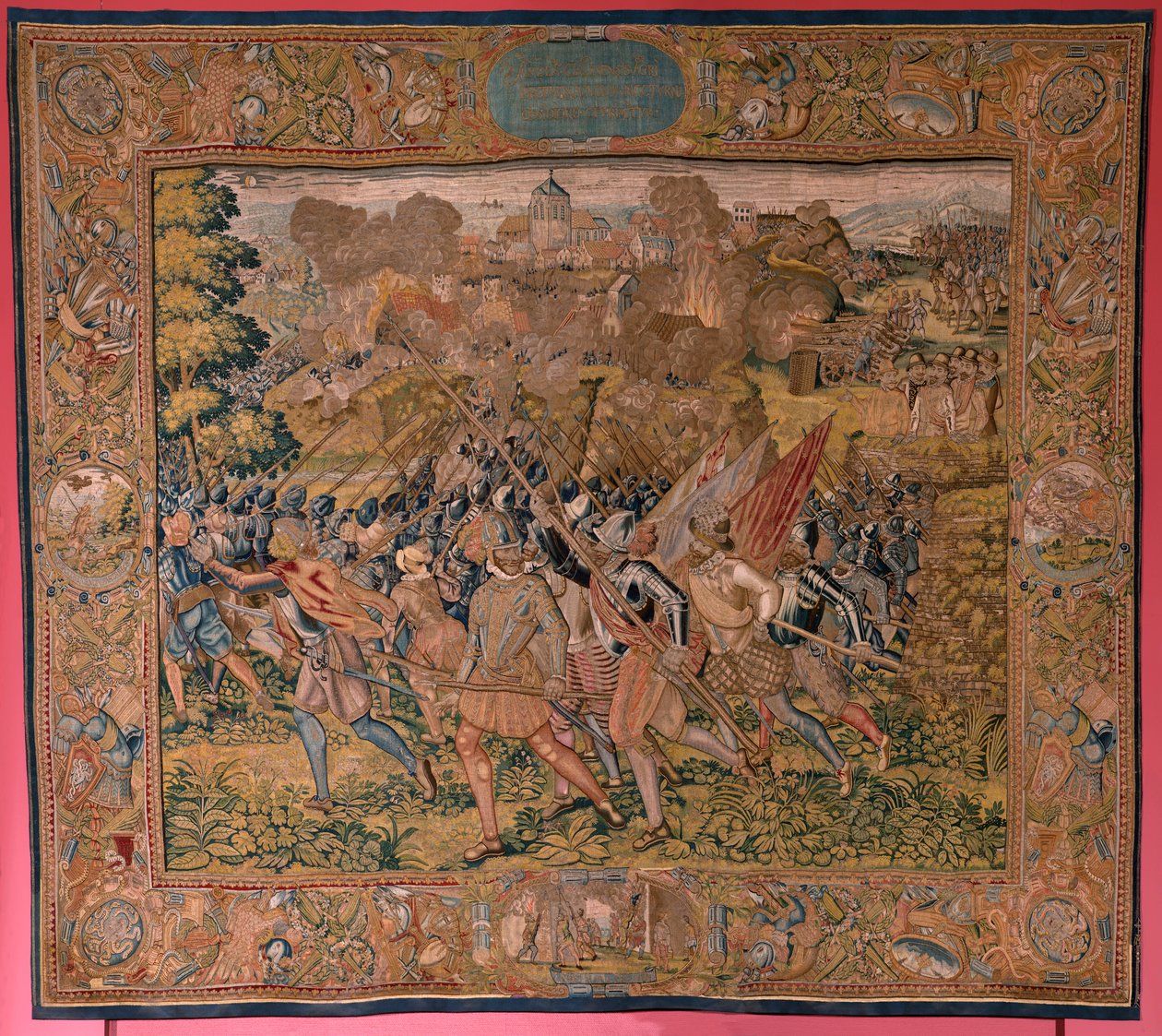 Flamand kárpit. Albert főherceg diadalai és csatái sorozat. Éjszakai támadás Ardres ellen vagy Ardres alacsony városának elfoglalása (Asalto nocturno de Ardrés o Toma de la baja villa de Ardrés). Harmadik kárpit a sorozatban. Otto van Veen modell és Hans I alkotó: Otto van Veen