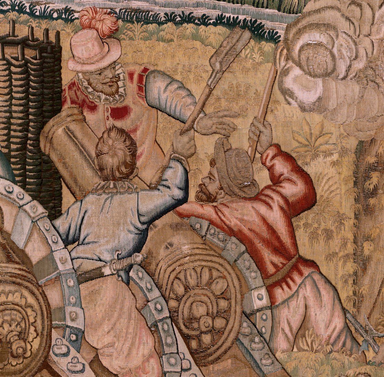 Flamand kárpit. Albert főherceg diadalai és csatái sorozat. Hulst városának elfoglalása (Toma de la Plaza de Hulst). A sorozat hetedik kárpitja. Otto van Veen modell és Hans I Snellinck. Gyártás Martin Reynbouts, Brüsszel alkotó: Otto van Veen