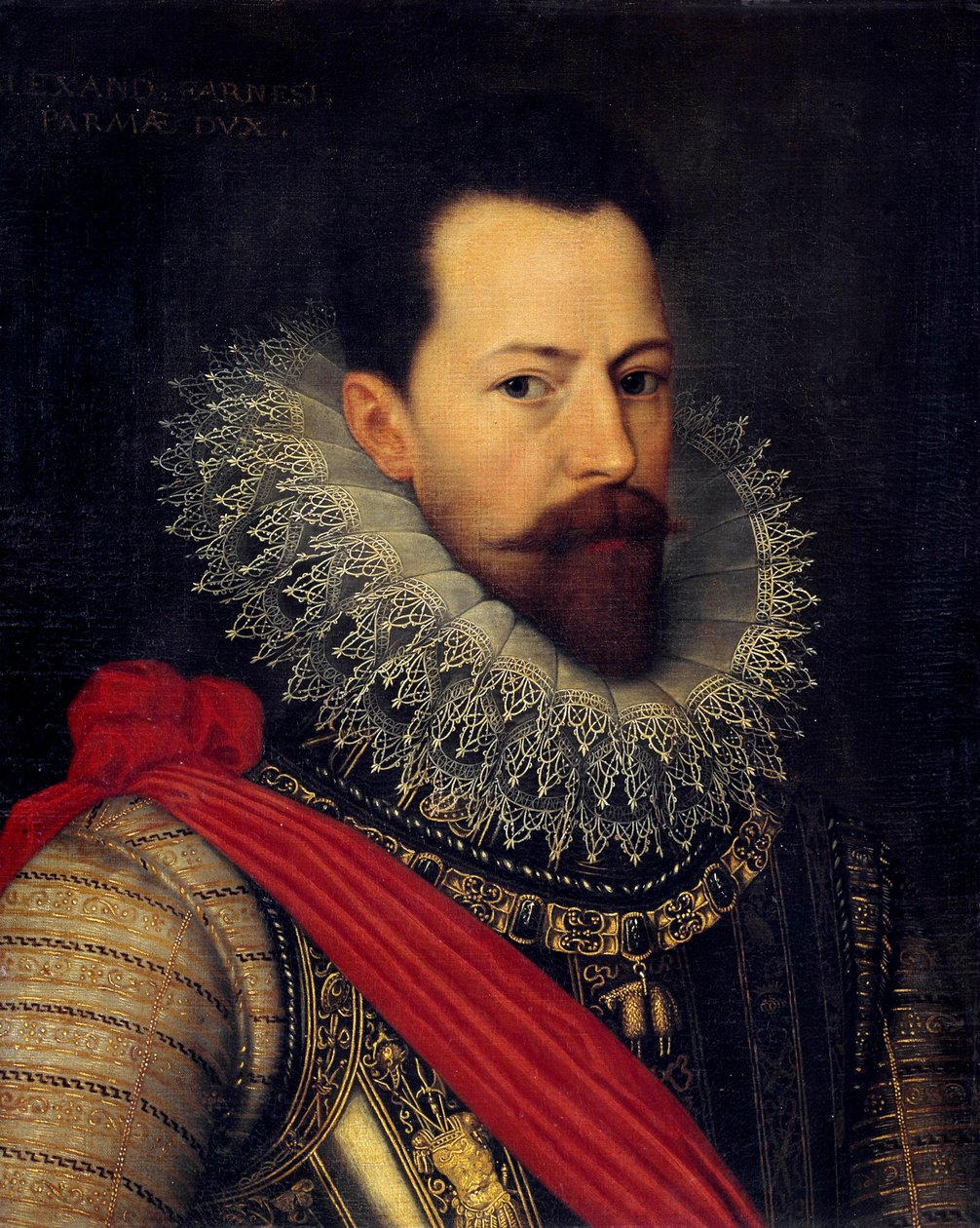 A condottiere Alexander (Alessandro) Farnese, Párma hercegének, Hollandia kormányzójának (1545-1592) portréja Octavius ​​Van Veen (vagy Vaenius vagy Venius) festménye (1556-1629) 1585 körül V. 0,58 X 0,48 m Brüsszel, Királyi Szépművészeti Múzeum alkotó: Otto van Veen