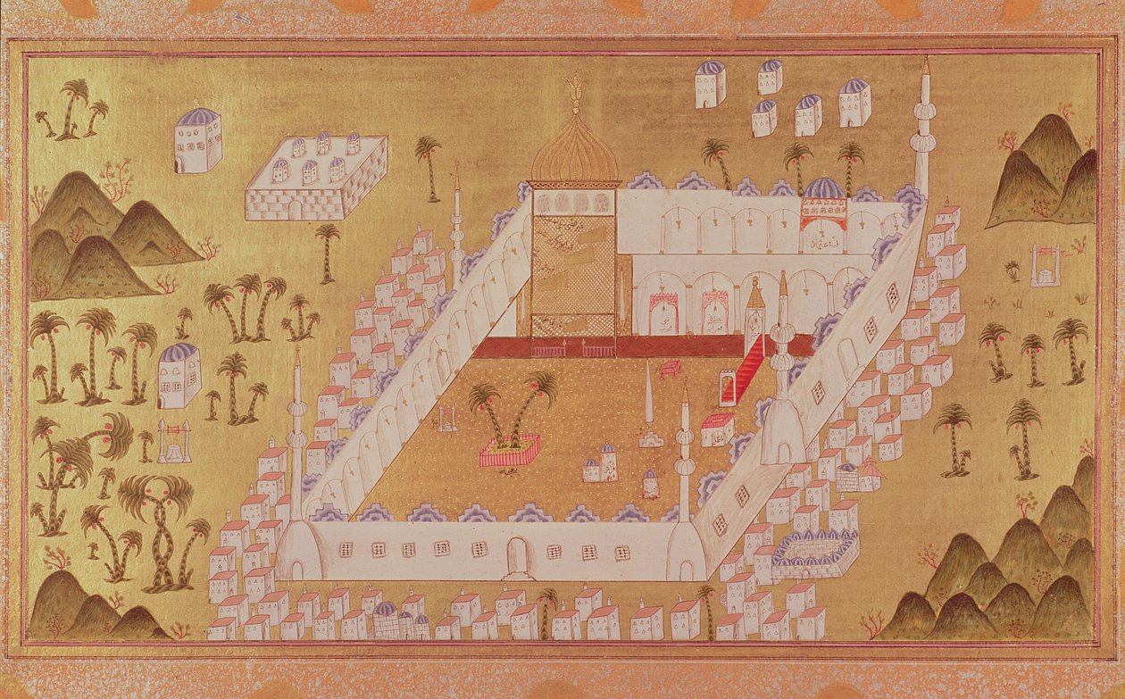 MS 447 kilátás Medinára és Mohamed próféta mecsetére (átlátszatlan pigmentek papíron) alkotó: Ottoman School