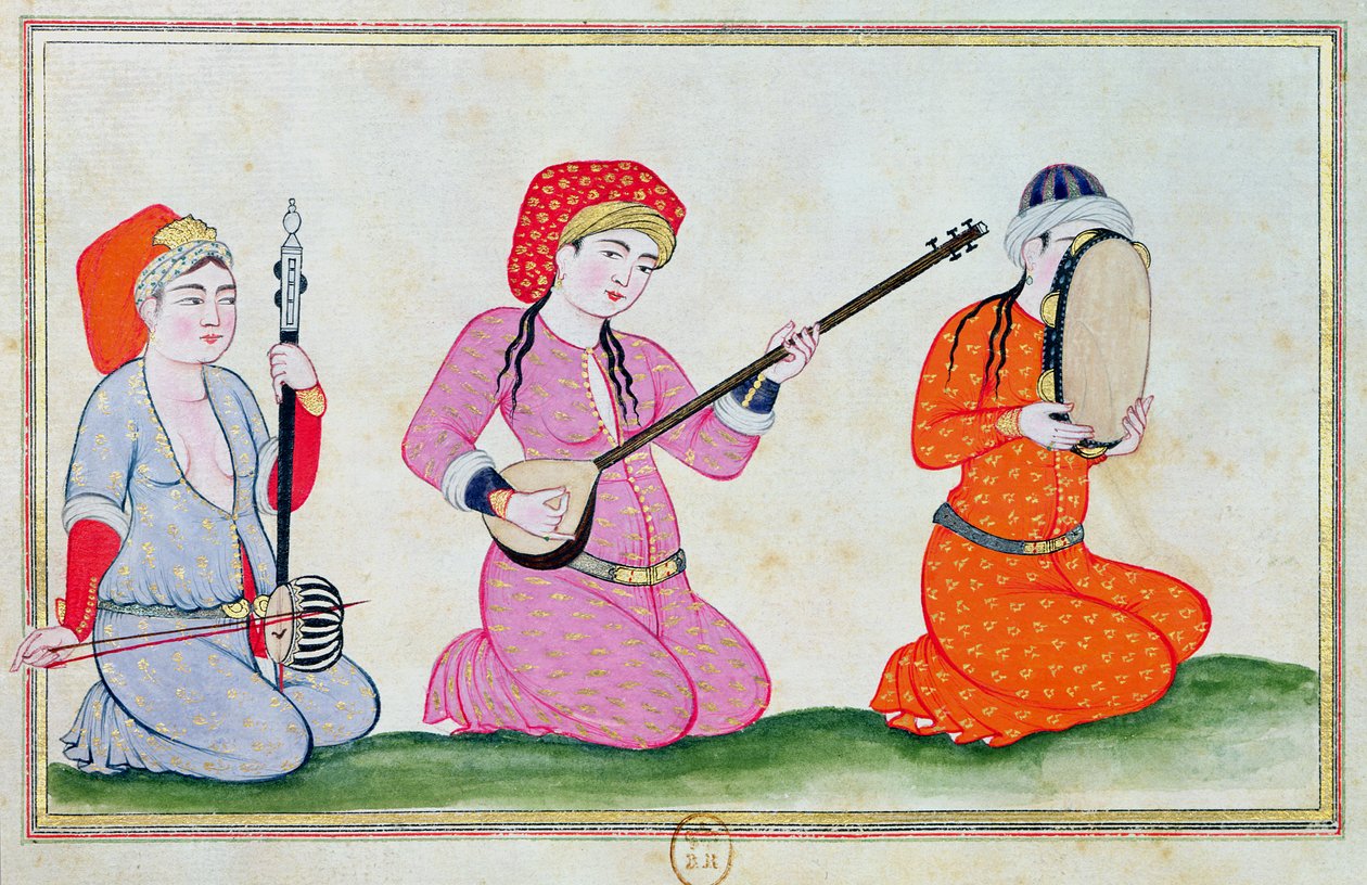 Zenészek a "Konstantinápolyi udvar és város jelmezei" című filmből, 1720 alkotó: Ottoman School