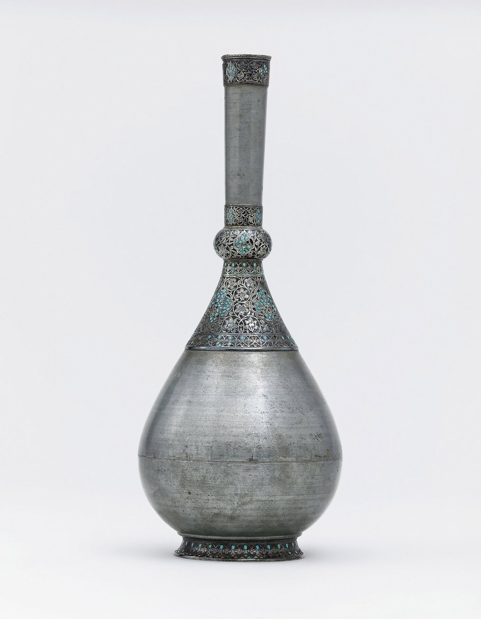 Oszmán türkiz betétes, ezüstre szerelt cinkpalack (türkiz, cink, ezüst) alkotó: Ottoman School