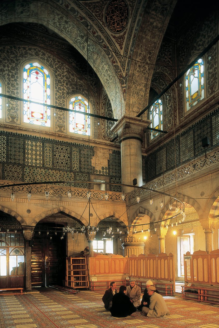 Építészet, oszmán művészet: Mehmet Aga (1609-1616) által épített Kék mecset vagy Sultanahmet Camii belseje. Törökország Isztambul. alkotó: Ottoman School