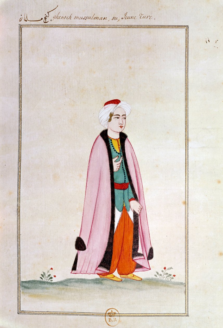 Oszmán művészet: egy fiatal török. Nyomtatás kéziratból alkotó: Ottoman School
