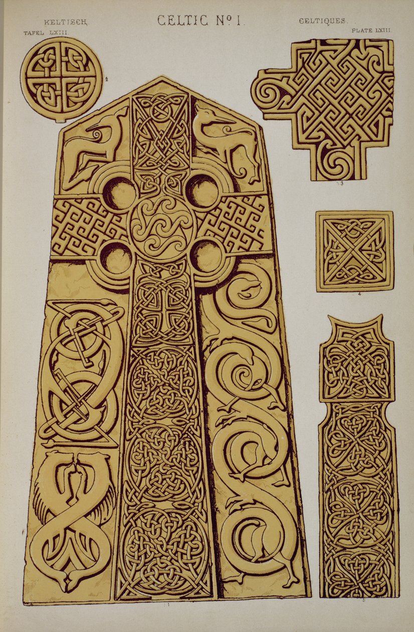 Kelta ornamentika, XV. fejezet, LXIII. tábla a "Grammar of Ornament" 1868-ból. alkotó: Owen Jones