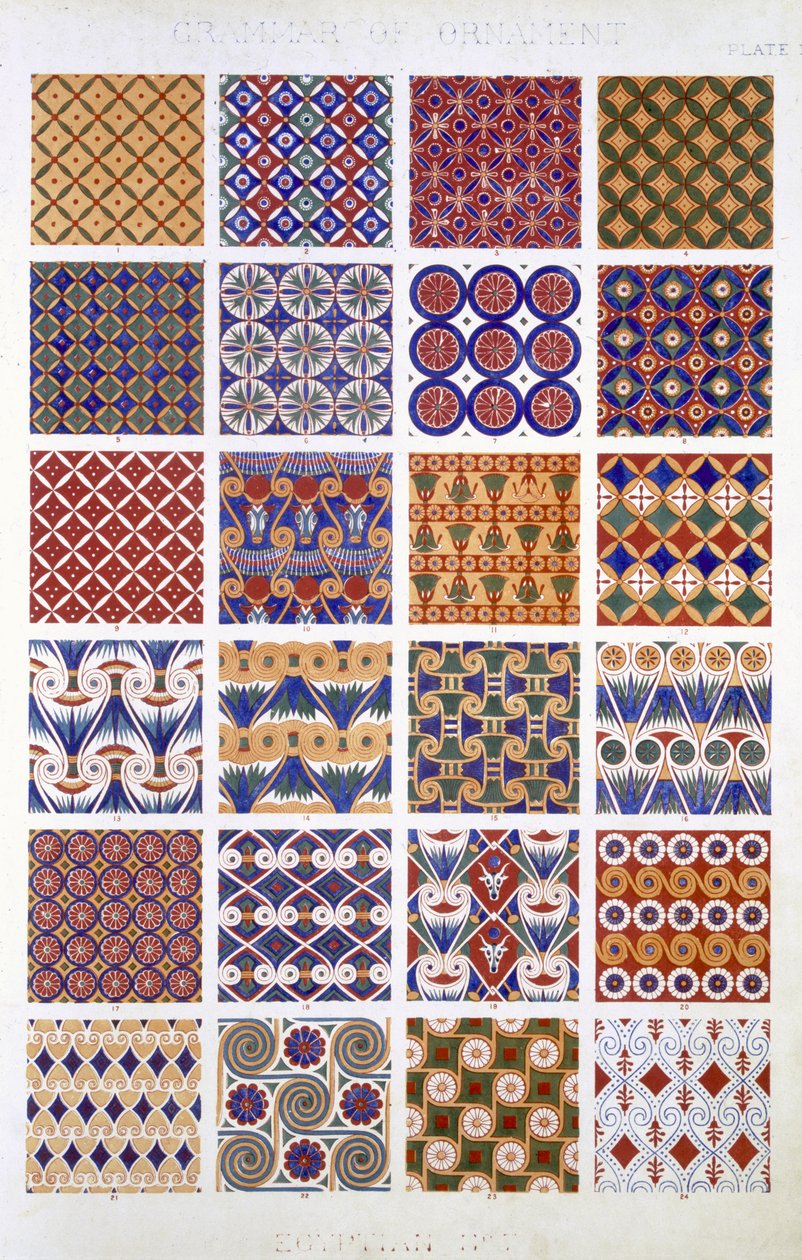 Egyiptomi 5. szám, X. tábla, Owen Jones (1809-60) „The Grammar of Ornament” című művéből alkotó: Owen Jones