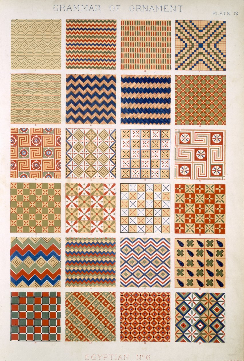Egyiptomi 6. szám, IX. tábla, Owen Jones (1809-1868) „The Grammar of Ornament” című művéből alkotó: Owen Jones