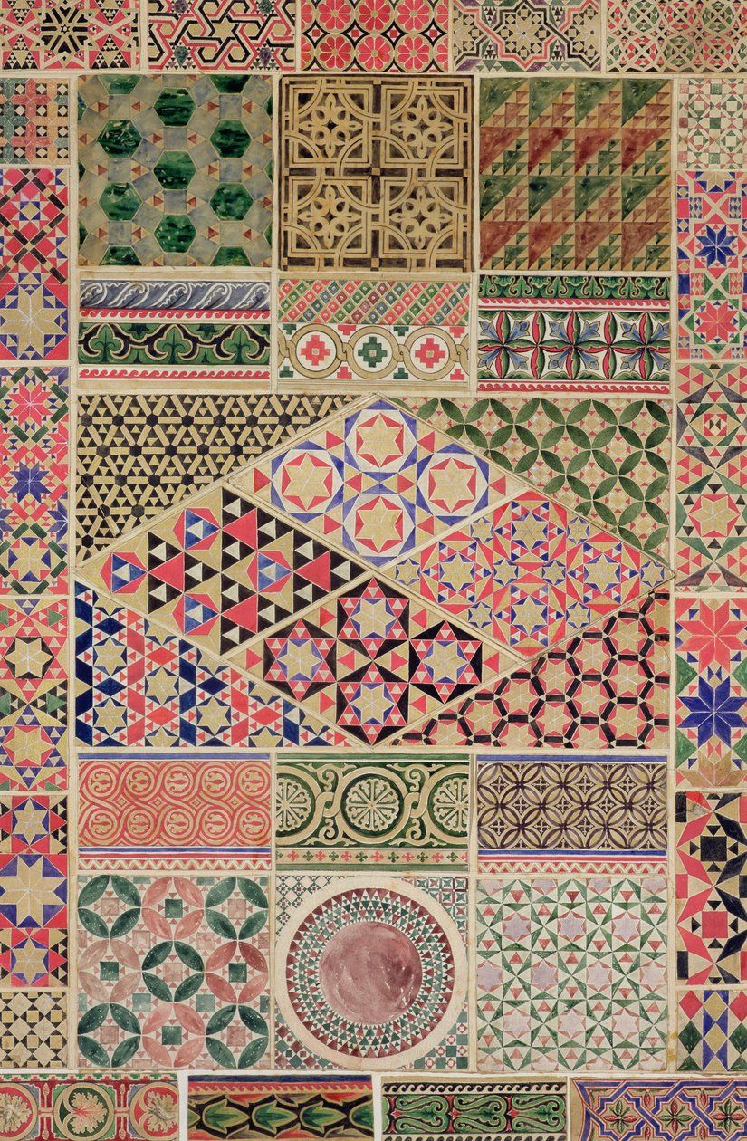 „Grammar of Ornament”, VII. fejezet, XXX. tábla: Bizánci dísz, mozaikok és járdadísz, 1868 alkotó: Owen Jones