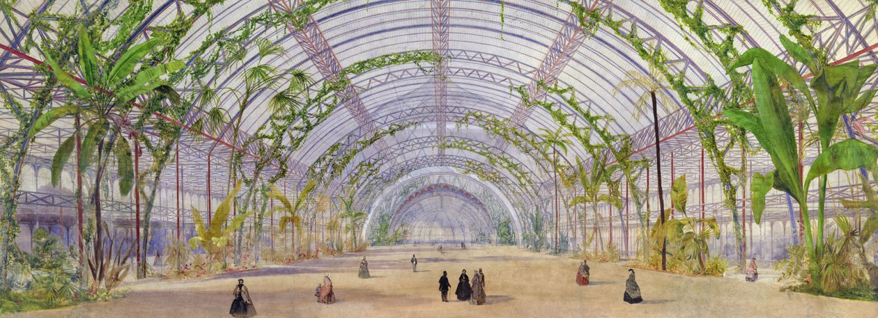 Belsőépítészeti terv egy kristálypalotához a Parc de Saint-Cloudban, 1860-62 körül (zsírkréta, ceruza és wc, papír) alkotó: Owen Jones
