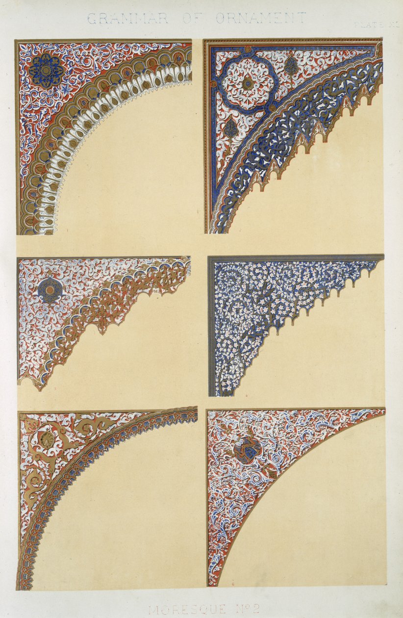 Moresque No 2, XI. tábla, Owen Jones (1809-68) "The Ornament of Grammar" című művéből. alkotó: Owen Jones