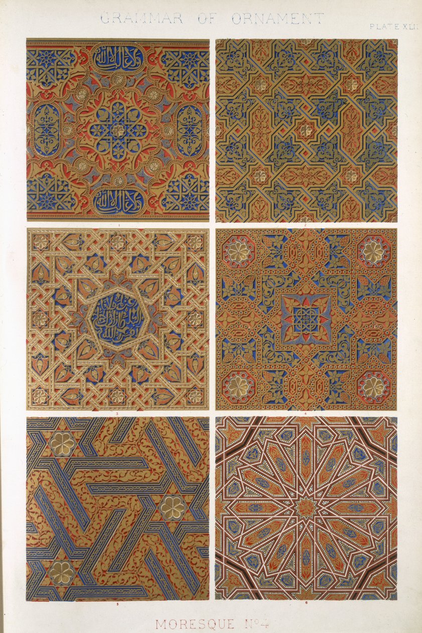 Moresque No4, XLII. tábla, Owen Jones (1809-68) „The Grammar of Ornament” című művéből alkotó: Owen Jones