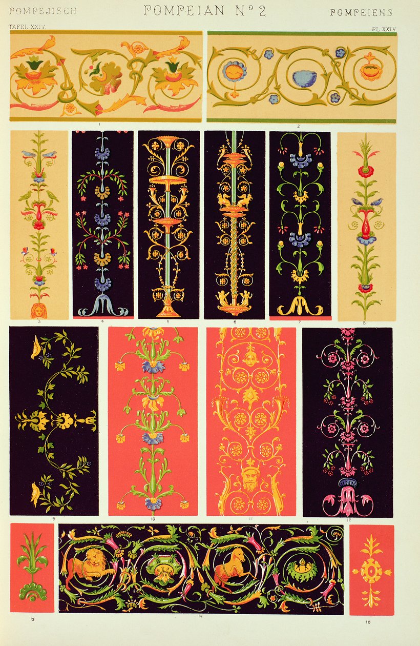 Pompeji dísz az V. Ch.-ből, a „Grammar of Ornament” XXIV. táblája, 1868 alkotó: Owen Jones