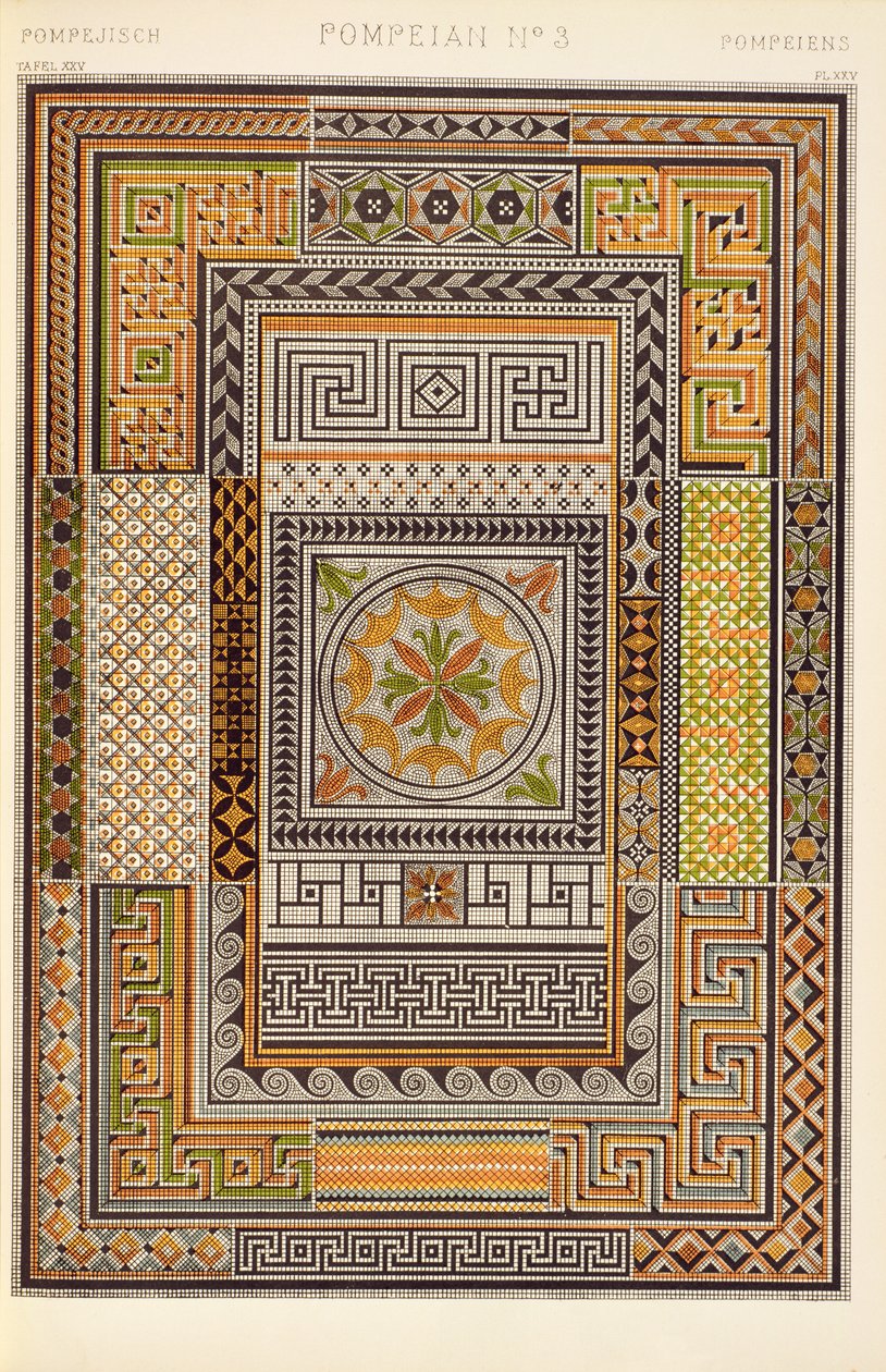 Pompeji dísz az V. Ch.-ből, a „Grammar of Ornament” XXV. táblája, 1868 alkotó: Owen Jones
