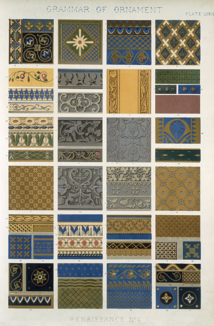 Renaisance No 4, LXXVII. tábla, Owen Jones (1809-68) "The Grammar of Ornament" című művéből. alkotó: Owen Jones