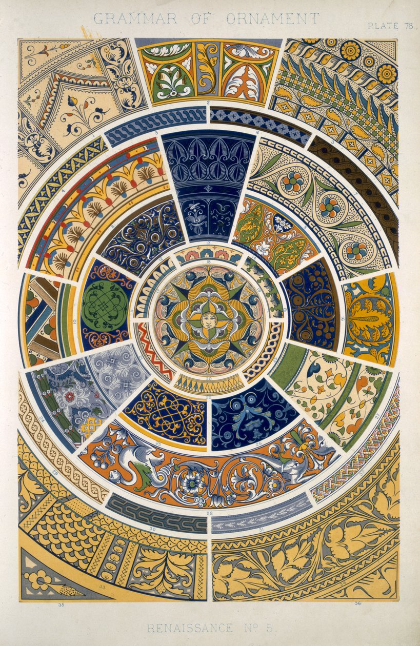 Renaissance No 5, 78. tábla, Owen Jones (1809-68) „The Grammar of Ornament” című művéből alkotó: Owen Jones