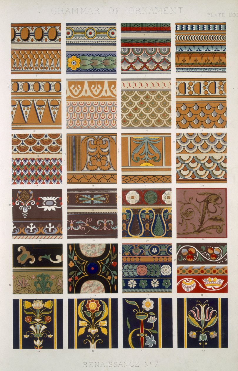 Renaissance No 7, LXXX. tábla, Owen Jones (1809-68) „The Grammar of Ornament” című művéből alkotó: Owen Jones