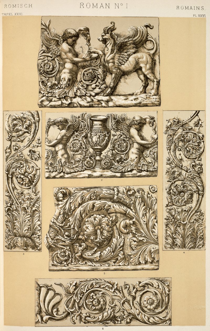 Római ornamentika a VI. fejezet XXVI. táblájából, "Az ornamentika grammatikája", 1868. alkotó: Owen Jones