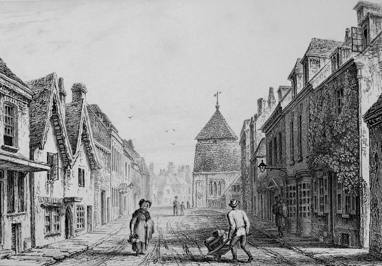 Cheesehill Street Winchester, 1830 körül (metszet) alkotó: Owen Brown Carter