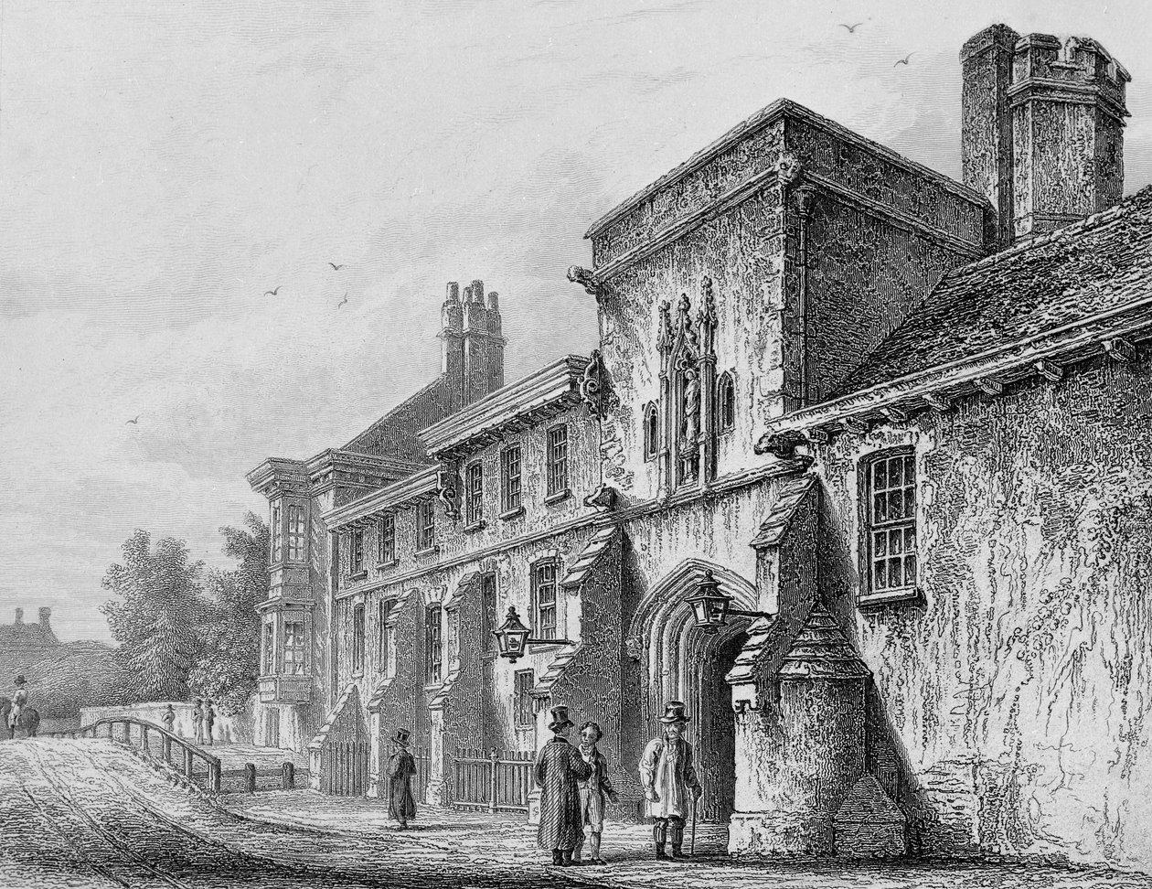 College Gate és Wardens Lodge Winchester, 1830 körül alkotó: Owen Brown Carter