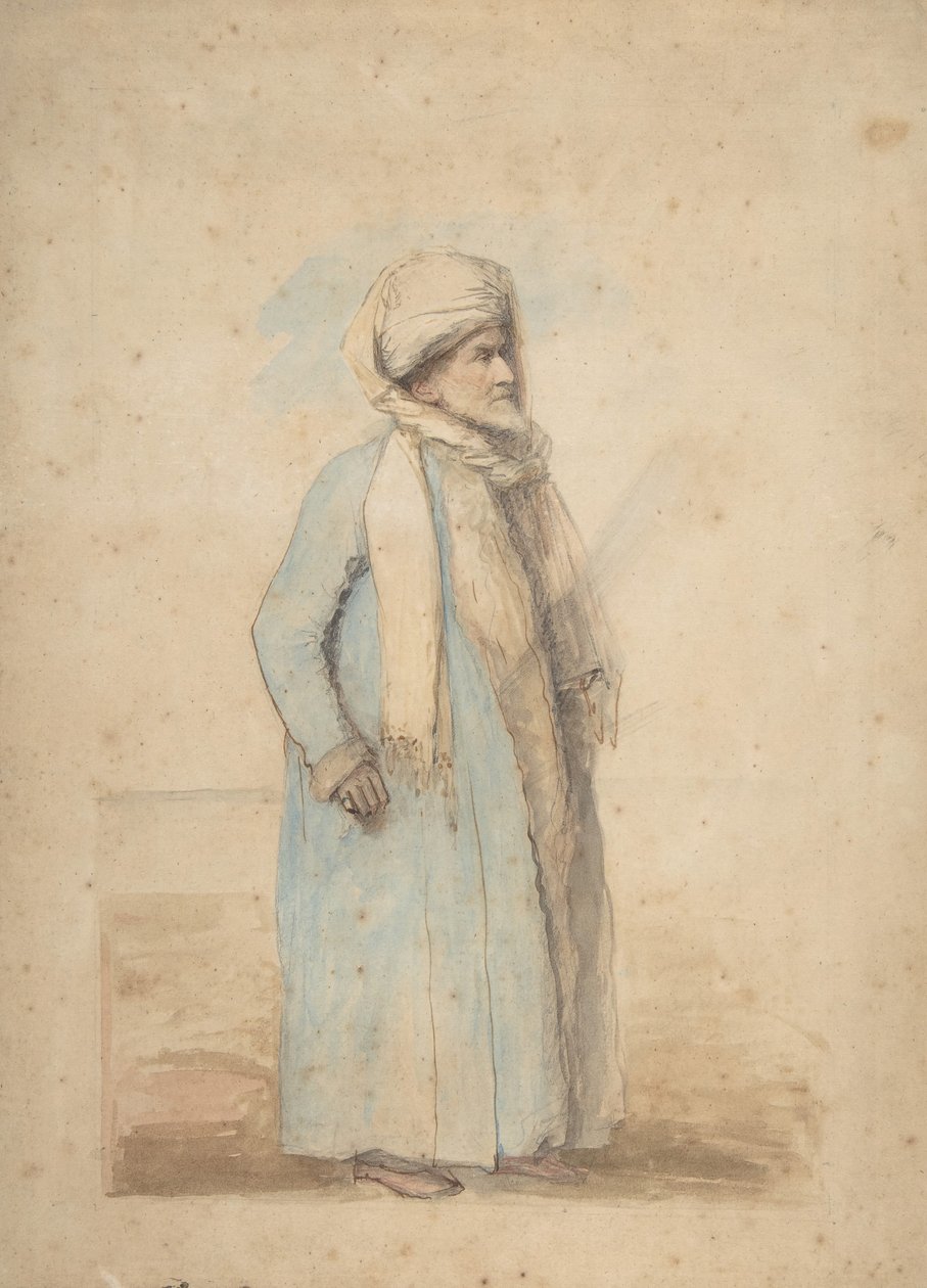 Szakállas férfi keleti viseletben, kb. 1780. alkotó: Ozias Humphry
