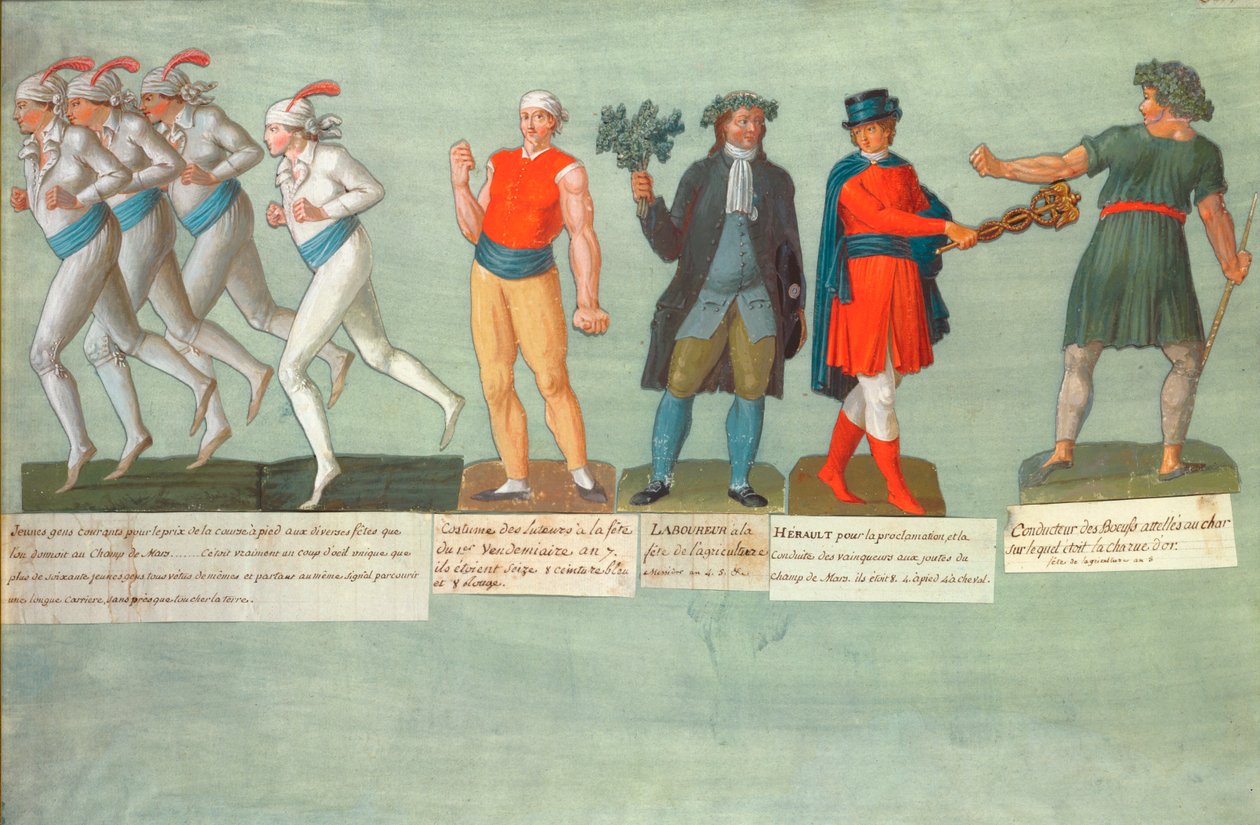 Sportolók és fesztiválok résztvevői a francia forradalom időszakában (gouache) alkotó: P. A. and J.B. Lesueur