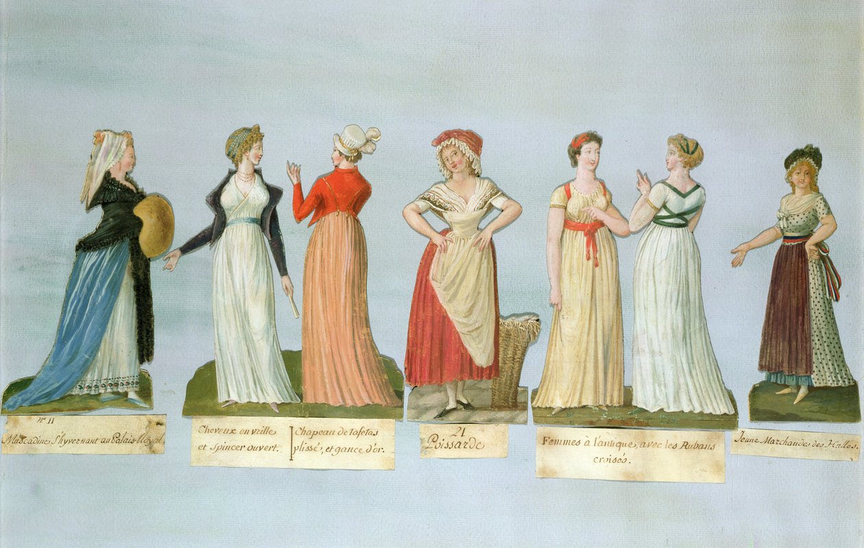 A francia forradalom idején divatos ruhák és jelmezek (gouache) alkotó: P. A. and J.B. Lesueur