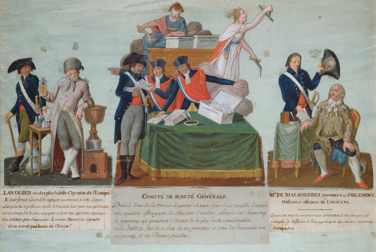 Lavoisier, Comite de Surete Generale és Malesherbes, 18. század (guache) alkotó: P. A. and J.B. Lesueur