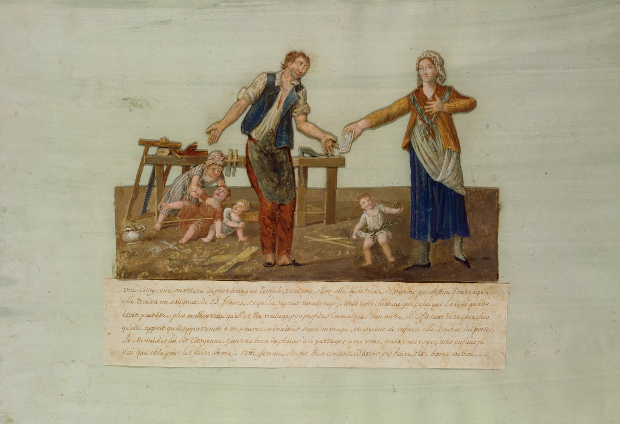A párizsi Templom kerület egy női polgárának őszintesége (guache) alkotó: P. A. and J.B. Lesueur