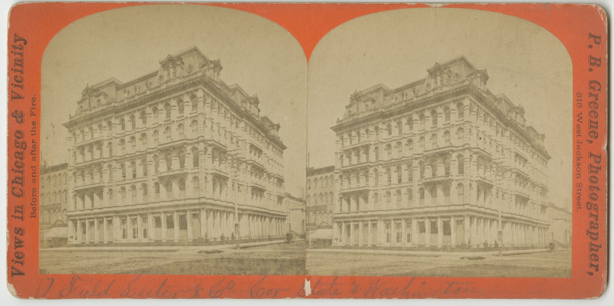 Field, Leiter & Company üzlet a State és Washington Streets sarkán, Chicago, 1869 körül alkotó: P.B. Greene