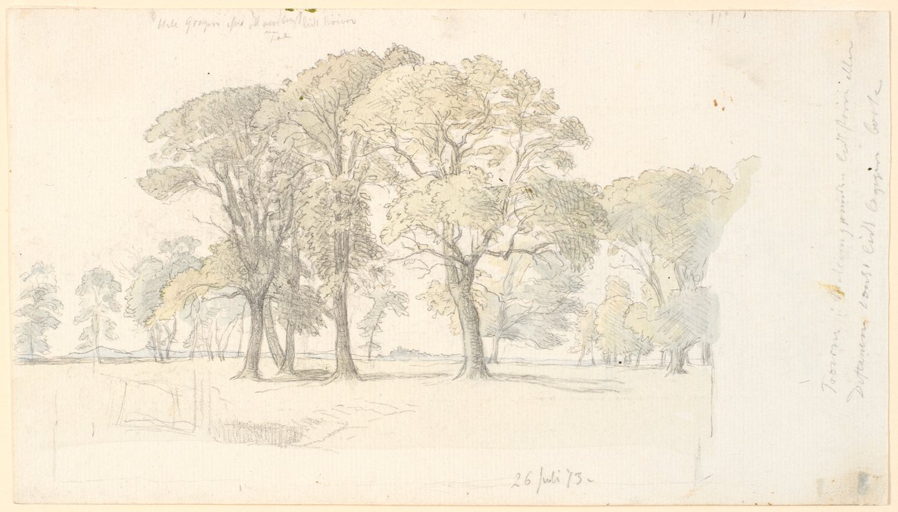 A Jægersborg Állatkert telke szabadon álló fákkal. alkotó: P.C. Skovgaard
