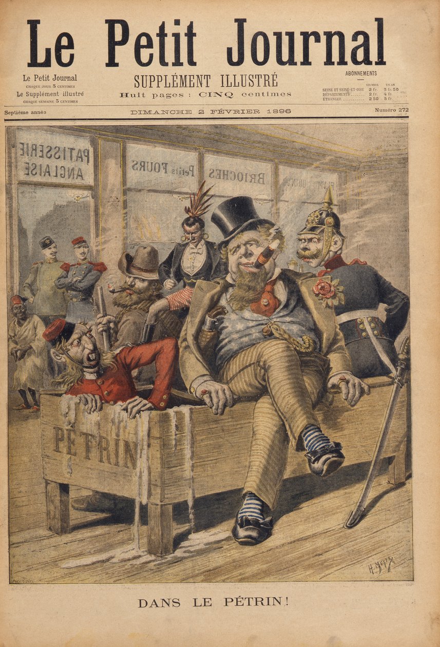 Rendetlenségben!, illusztráció a Le Petit Journalból, metszett Henri Meyer (1844-91) 1896. február 2. alkotó: P.H.G.V. Michel