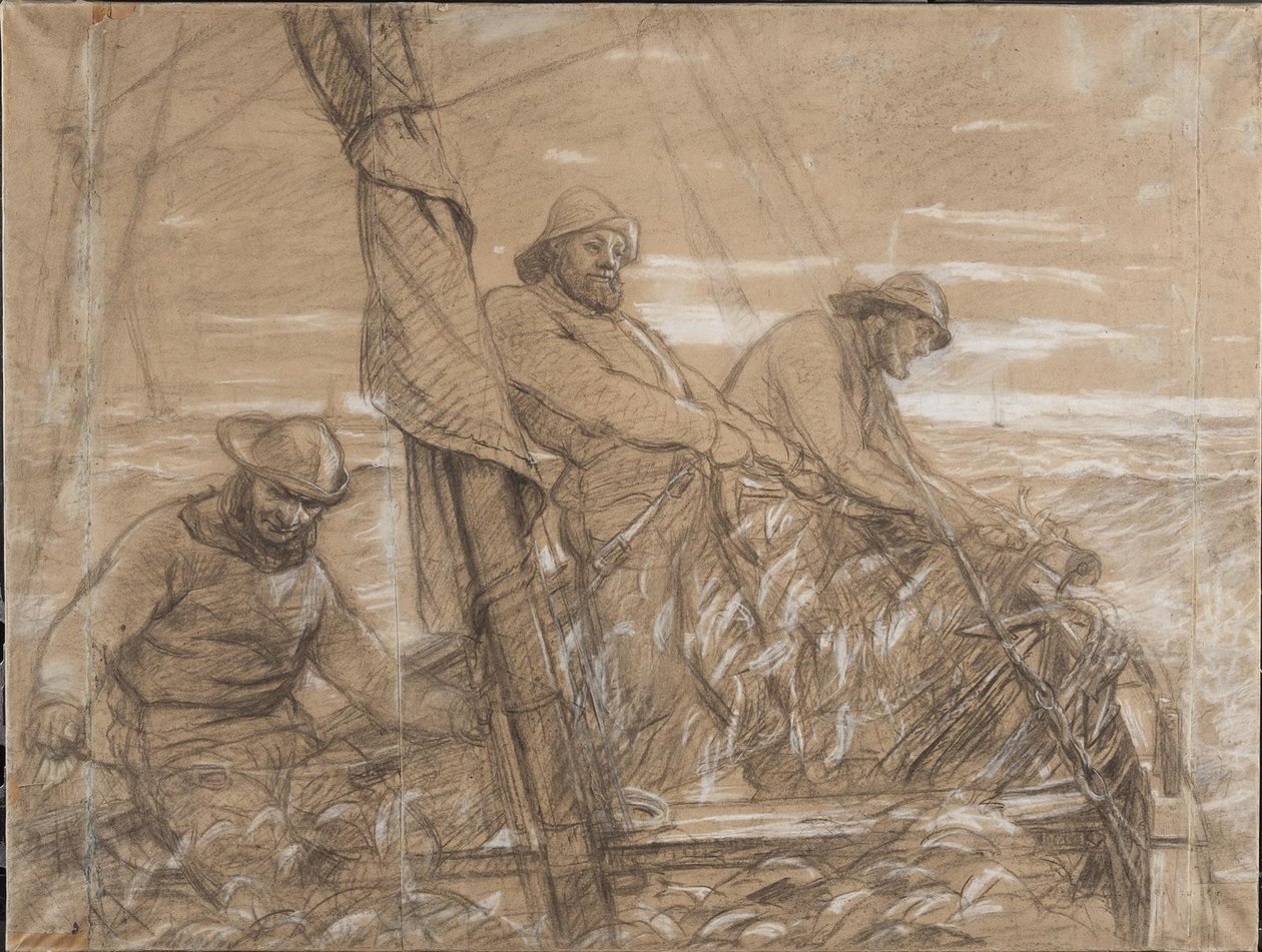 Hornbæk halászai heringet fognak. Kora reggel alkotó: Peder Severin Krøyer